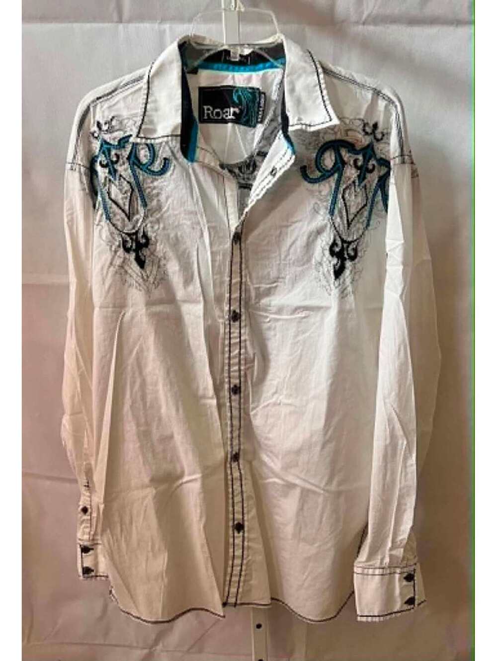 Roar Decorum Men’s 3XL White Embroidered Y2K Shirt